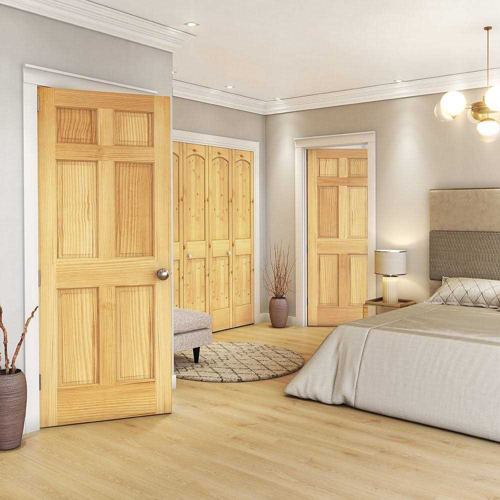 EightDoors 80 inch x 6 Panel Solid Wood Core Door - Image 4