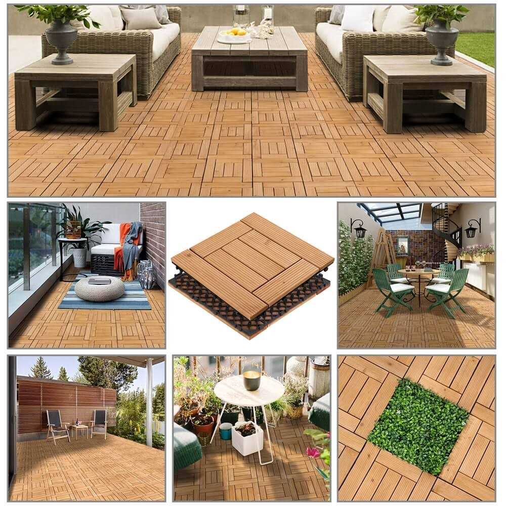 Yaheetech Interlocking Fir Wood Flooring Tiles - Image 3