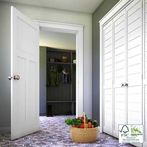 EightDoors 80 inch x 1-3/8 inch 5-Panel Shaker White Primed Solid Wood Core Interior Slab Door - Image 4