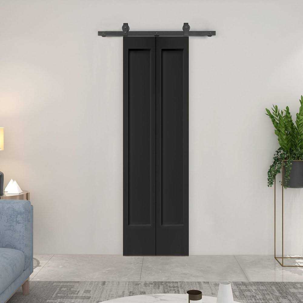 Paneled MDF Composite Bifold Barn Door with Installation Hardware Kit Calhome - Image 4