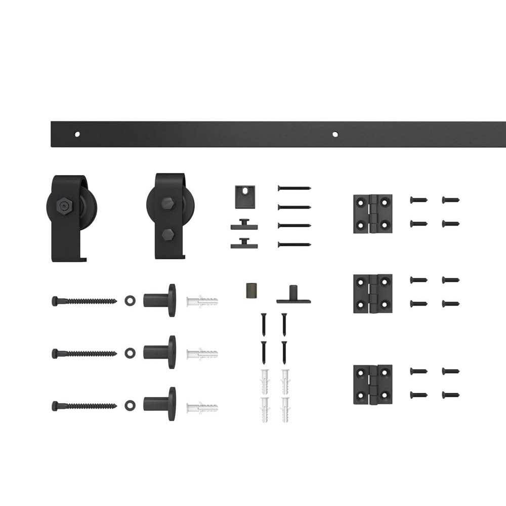Paneled MDF Composite Bifold Barn Door with Installation Hardware Kit Calhome - Image 5