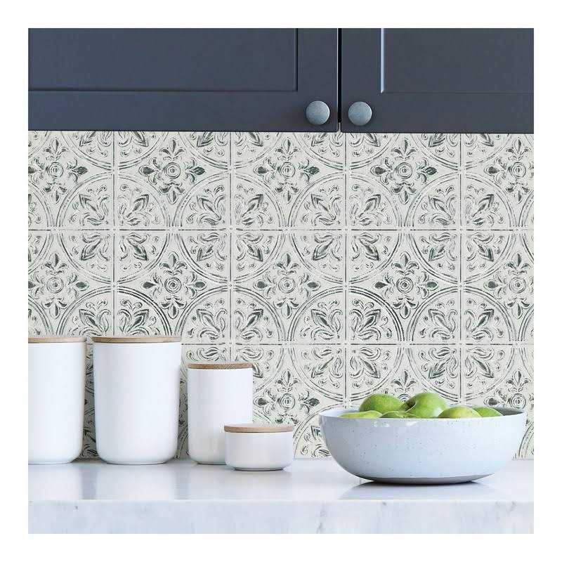 InHome Chelsea Antique White Peel & Stick Tin Tiles - Image 5