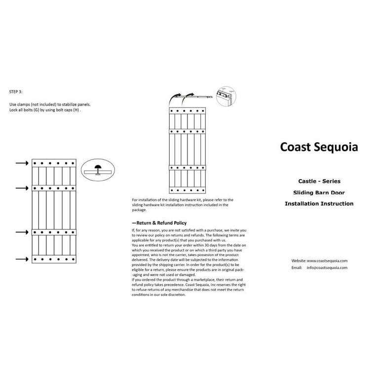 Paneled Wood Castle Series Barn Door without Installation Hardware Kit Coast Sequoia Finish - Image 5