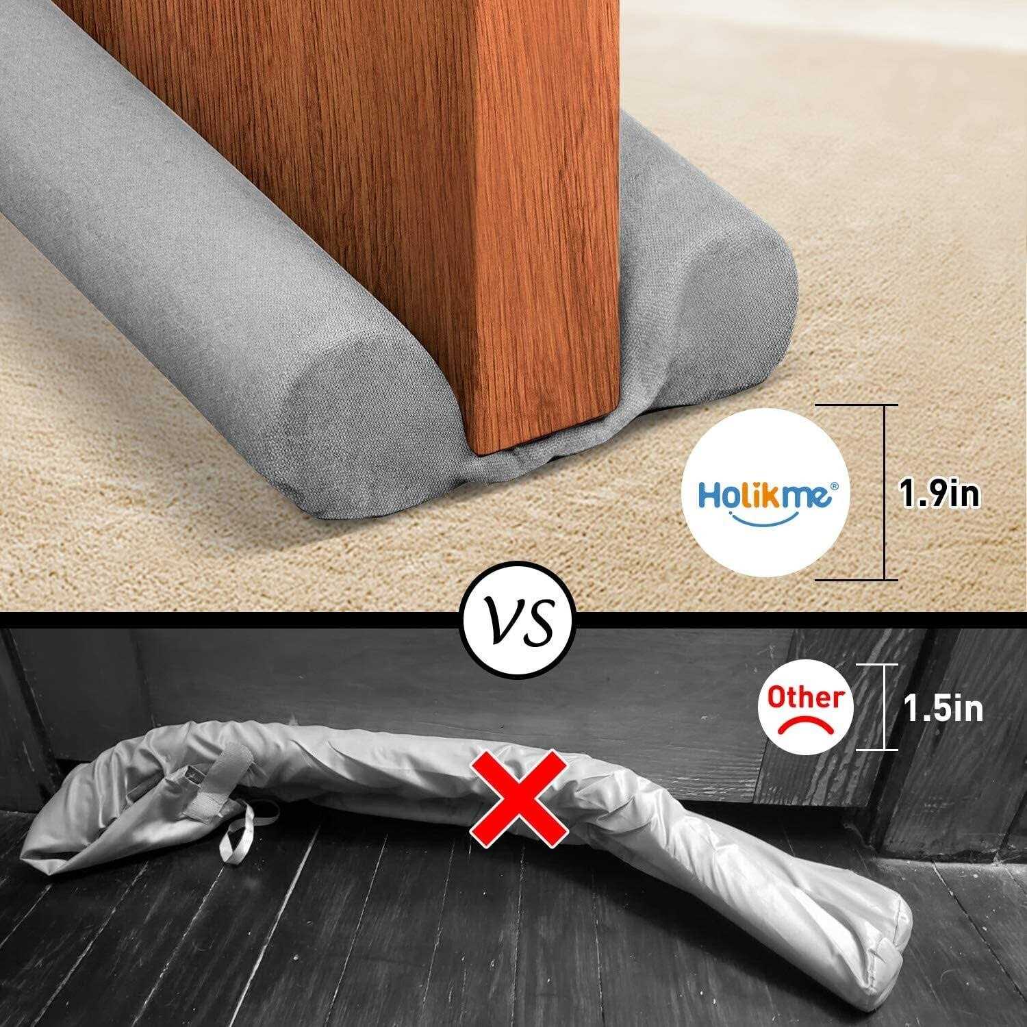Holikme Twin Door Draft Stopper Door Sweep Weather Stripping Noise Blocker Window Breeze Blocker Adjustable Door Sweeps - Image 3