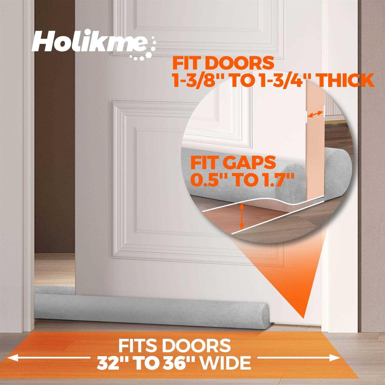 Holikme Twin Door Draft Stopper Door Sweep Weather Stripping Noise Blocker Window Breeze Blocker Adjustable Door Sweeps - Image 4