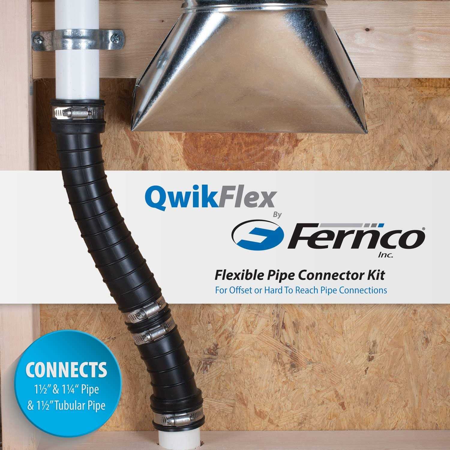 Fernco QwikFlex Flexible Pipe Connector Kit for Offset or Hard To Reach 1-1/2-in. SCH40 PVC DWV Connections - Image 3