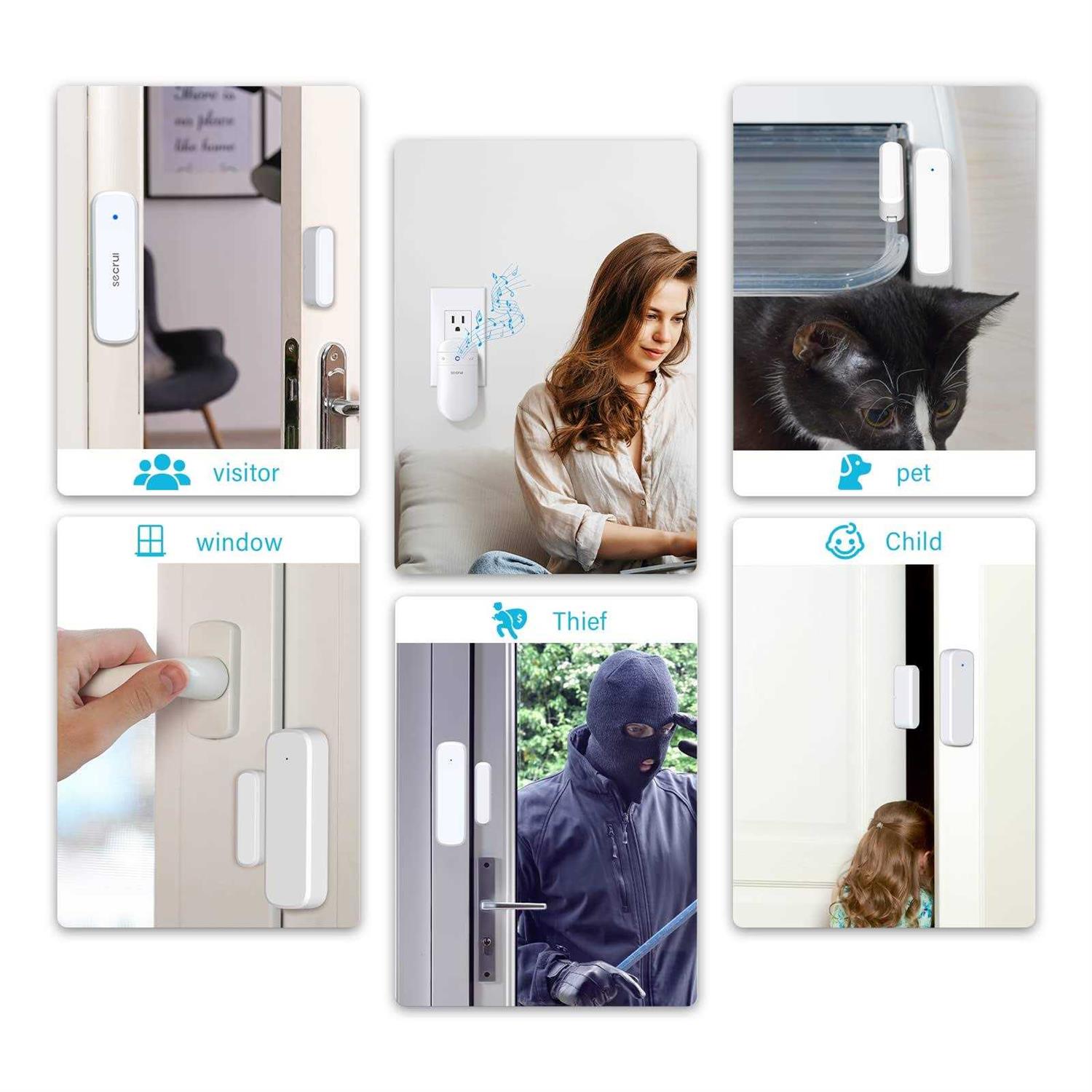 SECRUI Door Chime Door Sensor Chime for Door Opens – Door Ringer with 500ft Operating Range 52 Chime Adjustable Volume Mute Mode LED Indicators – - Image 3