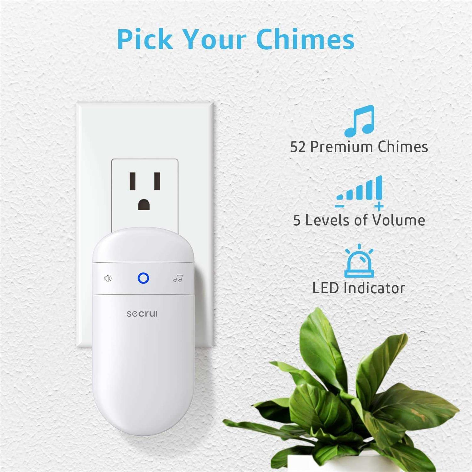 SECRUI Door Chime Door Sensor Chime for Door Opens – Door Ringer with 500ft Operating Range 52 Chime Adjustable Volume Mute Mode LED Indicators – - Image 4