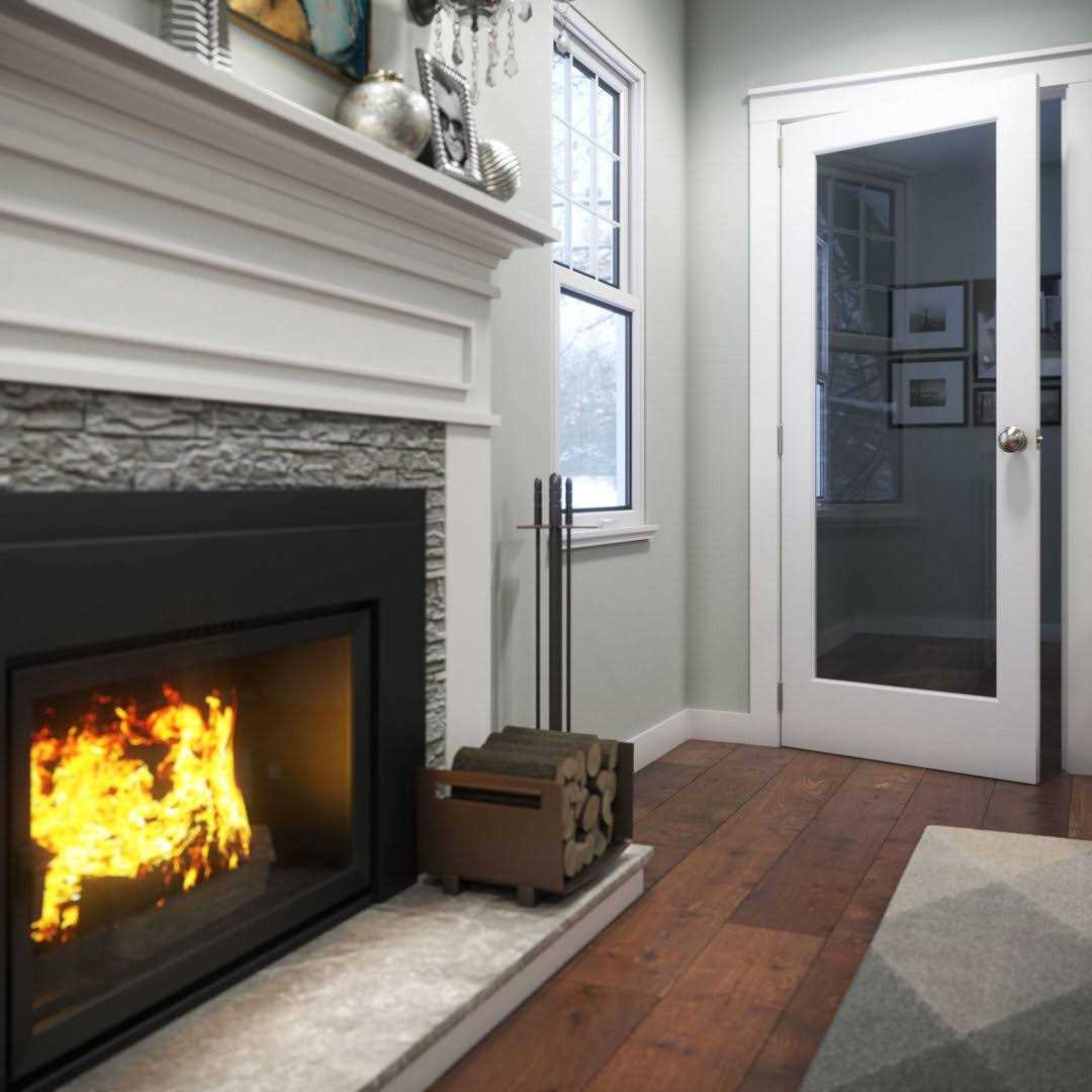 EightDoors 80 inch x 1-Lite French Clear Glass White Prefinished Solid Wood Core Door - Image 3