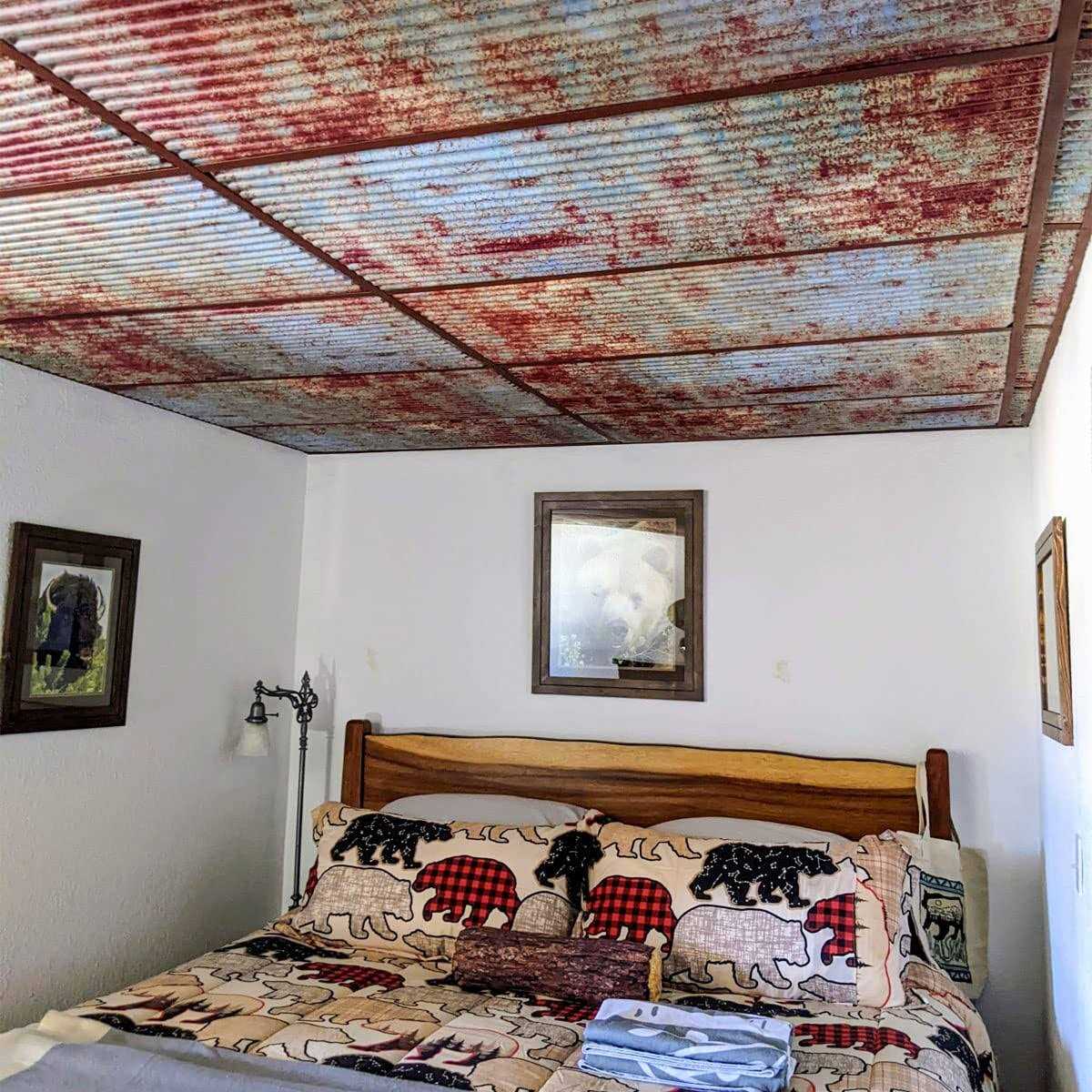 From Plain To Beautiful In Hours 261-Ridged Metal 2 ft. x 2 ft. PVC Lay-in Ceiling Tile in Old Tin Roof - Image 4