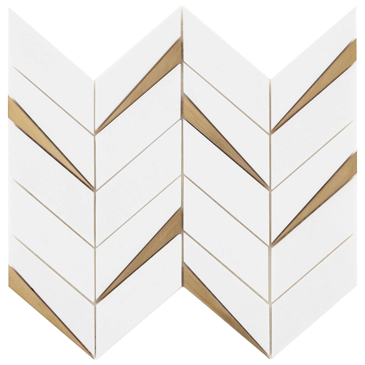 Ivy Hill Tile Love Lane 13.3 in. x 10.82 in. Polished Marble and Brass Wall Mosaic Tile - Image 3