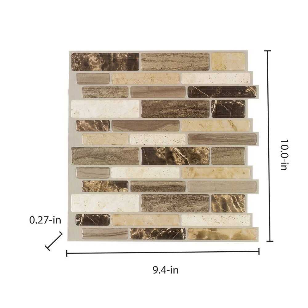 Peel&Stick Mosaics Verona Beige 10-in x 10-in Glossy Composite Linear Peel and Stick Wall Tile PS101PEEL1010 - Image 3