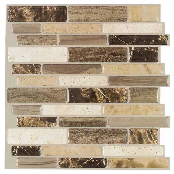 Peel&Stick Mosaics Verona Beige 10-in x 10-in Glossy Composite Linear Peel and Stick Wall Tile PS101PEEL1010 - Image 4
