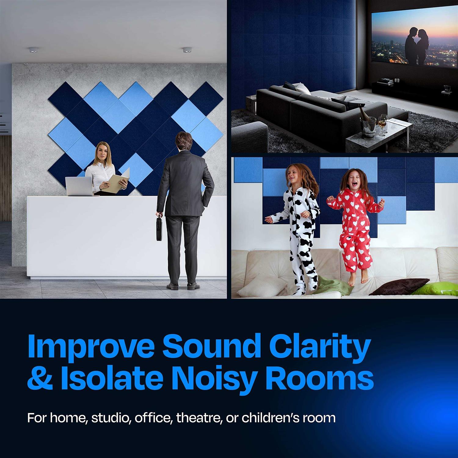 Ekkogo Acoustic Panels 12-Pack Soundproof Wall Panels X0.4'' Sound Panels High Density Sound Dampening Panels - Image 4