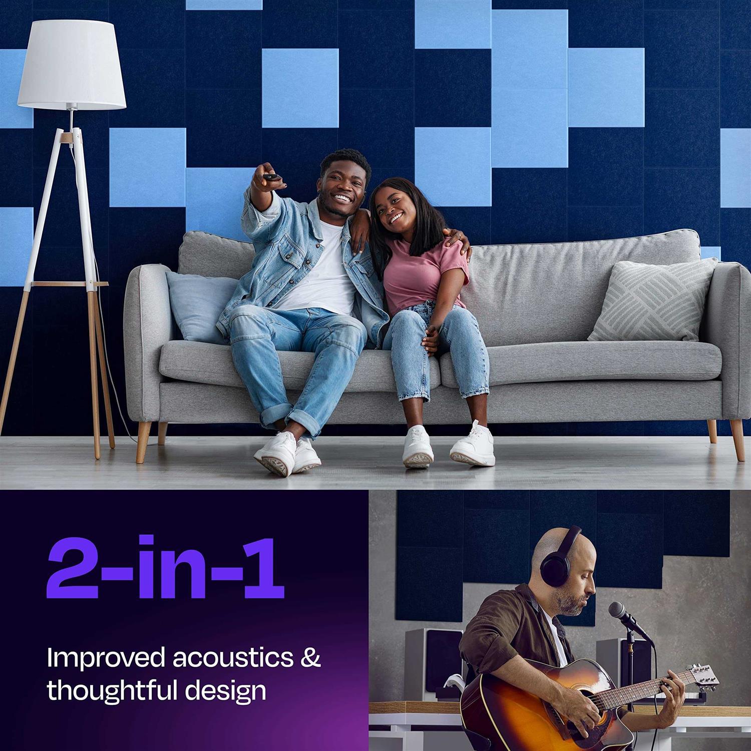 Ekkogo Acoustic Panels 12-Pack Soundproof Wall Panels X0.4'' Sound Panels High Density Sound Dampening Panels - Image 5