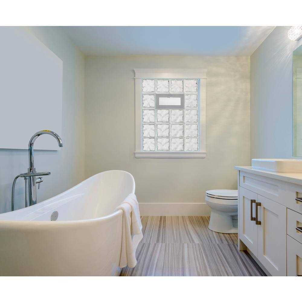 Clearly Secure 31 in. x 3.125 in. Frameless Wave Pattern Vented Glass Block Window with Dryer Vent - Image 3