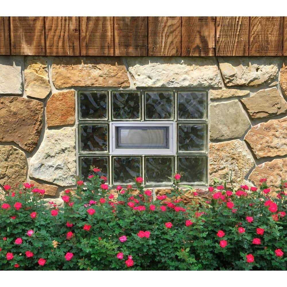 Clearly Secure 31 in. x 3.125 in. Frameless Wave Pattern Vented Glass Block Window with Dryer Vent - Image 5