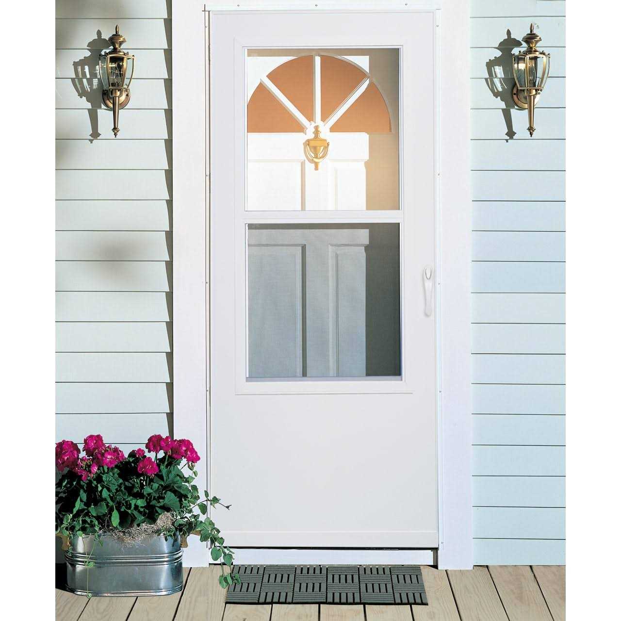 Larson Mobile Home 36-in x White Mid-View Universal Reversible Wood Core Storm Door - Image 4