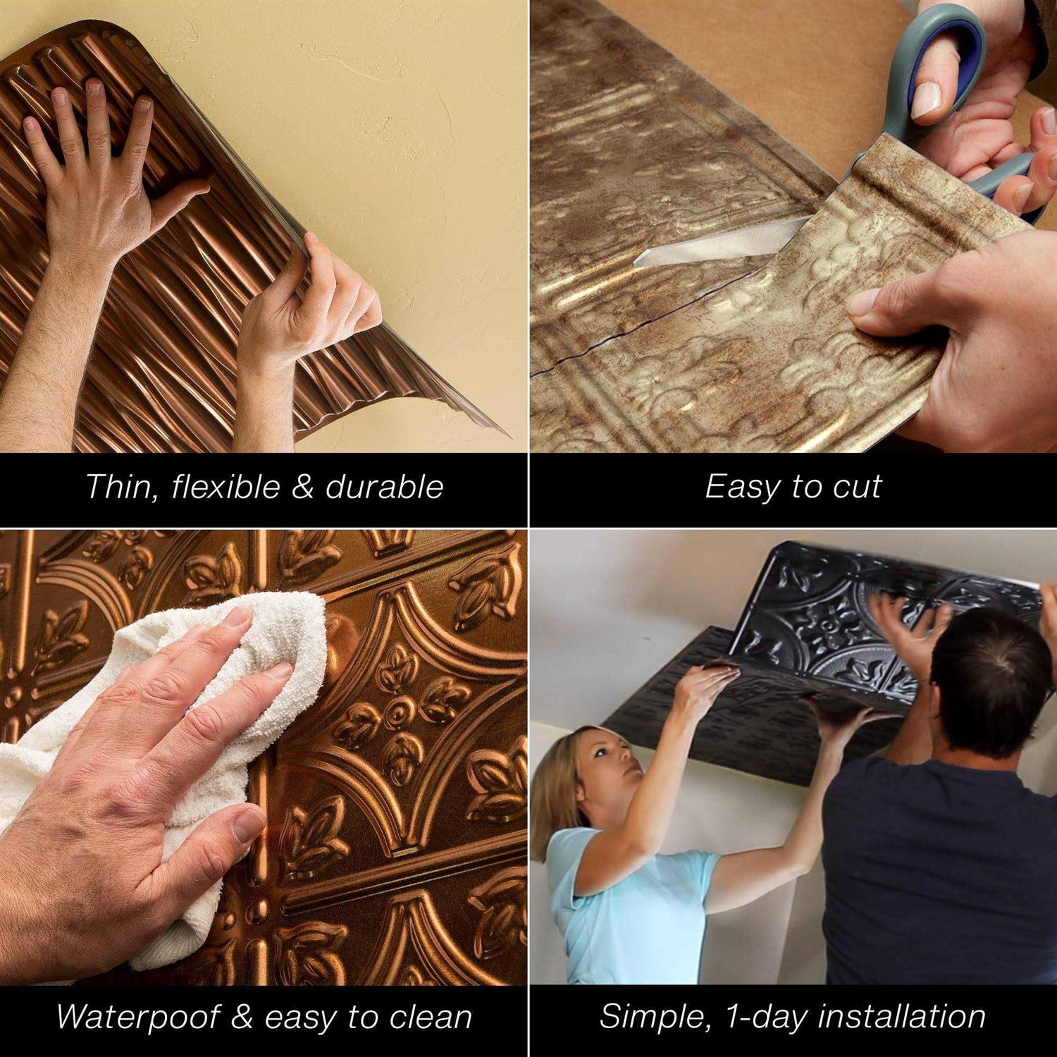 Fasade Dunes Vertical Decorative Vinyl 2ft x 2ft Glue Up Ceiling Tile - Image 3