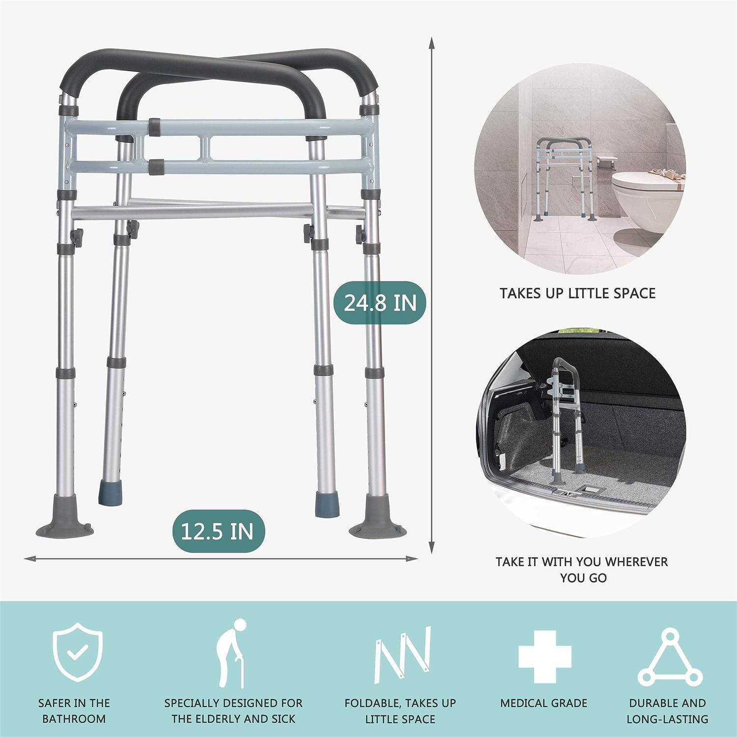 lianjindun FSA/HSA Eligible Toilet Safety Rails Adjustable Toilet Safety Frame for Elderly - Image 4