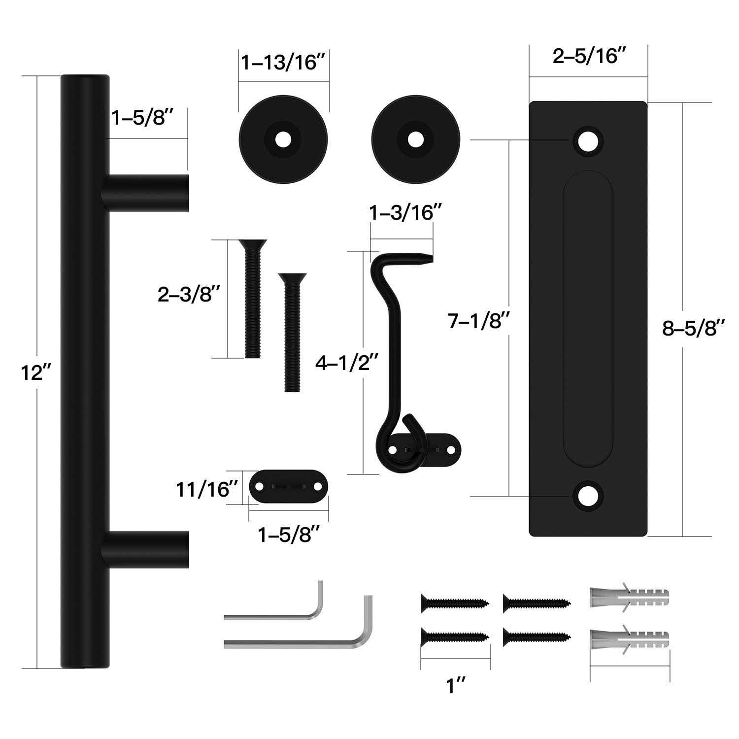 Orgerphy Black 12 Inch Barn Door Handle with Latch and Adjustable Floor Guide Kit - Image 3