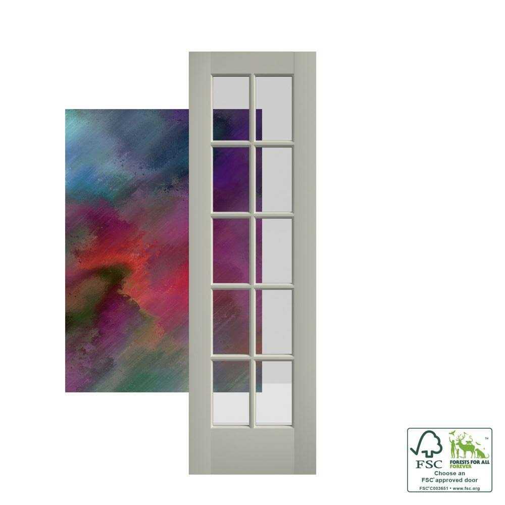 EightDoors 80 x 24 10-Lite French Clear Glass White Prefinished Solid Wood Core Door - Image 3