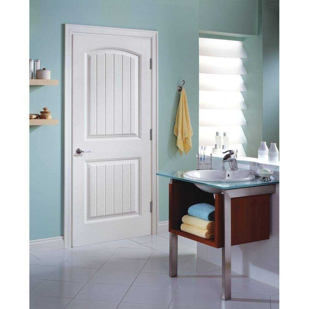 Masonite 80 in. 2 Panel Cheyenne Smooth Camber Top Plank Hollow Core Primed Composite Interior Door Slab - Image 4