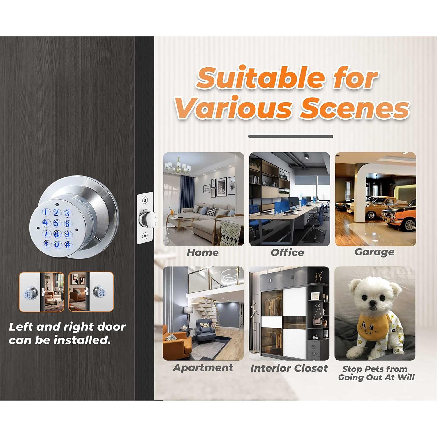 Keyless Electronic Entry Door Knob Keypad Smart Door Knob Interior Door Handle with Lock - Image 4