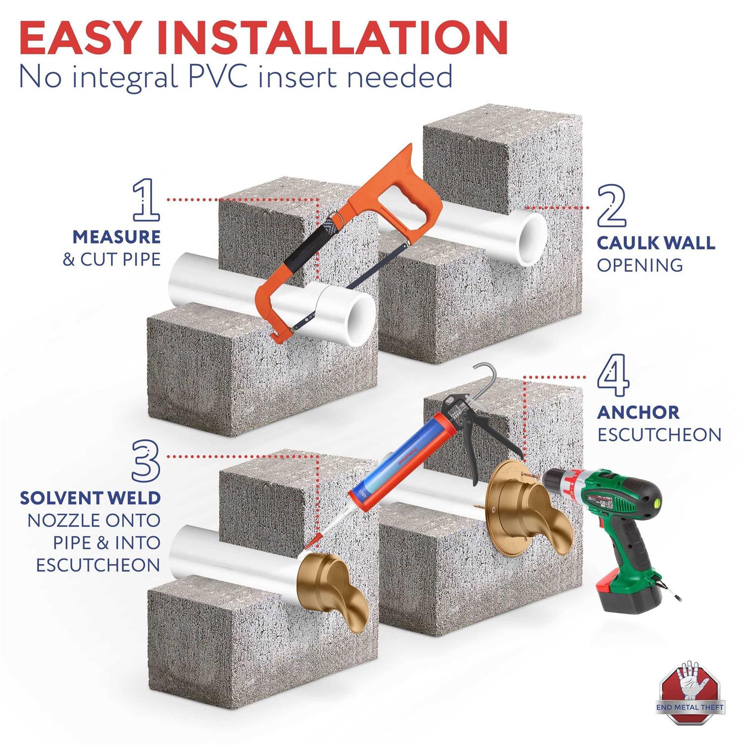 End Metal Theft Plastic Downspout Nozzle and Parapet Overflow Replace Brass Copper Downspout Nozzles and Protect Your Property From Metal Theft - Image 3