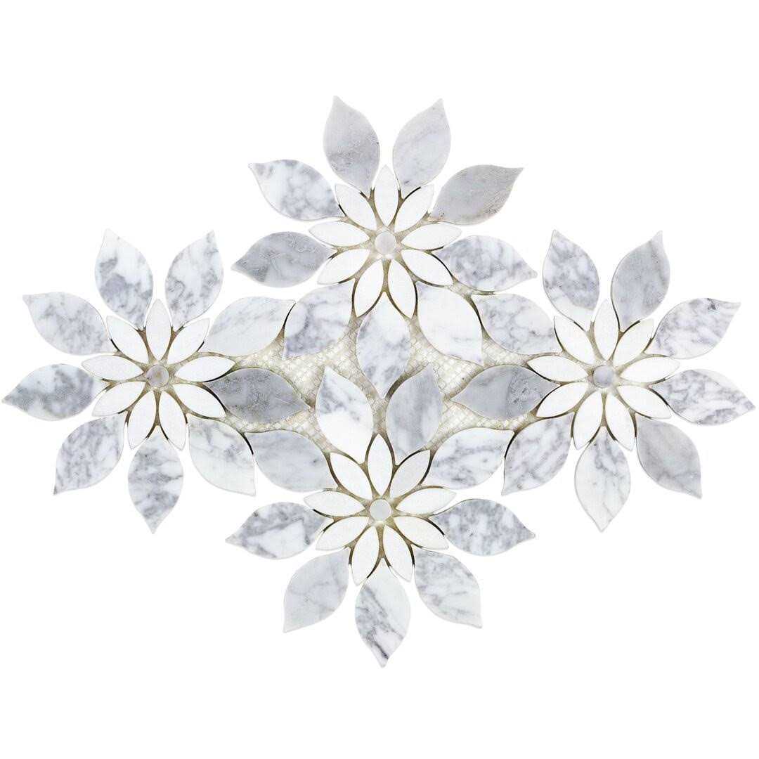 Ivy Hill Tile Thistle White 12.4 in. x 14.13 in. Polished Marble Mosaic Tile - Image 5