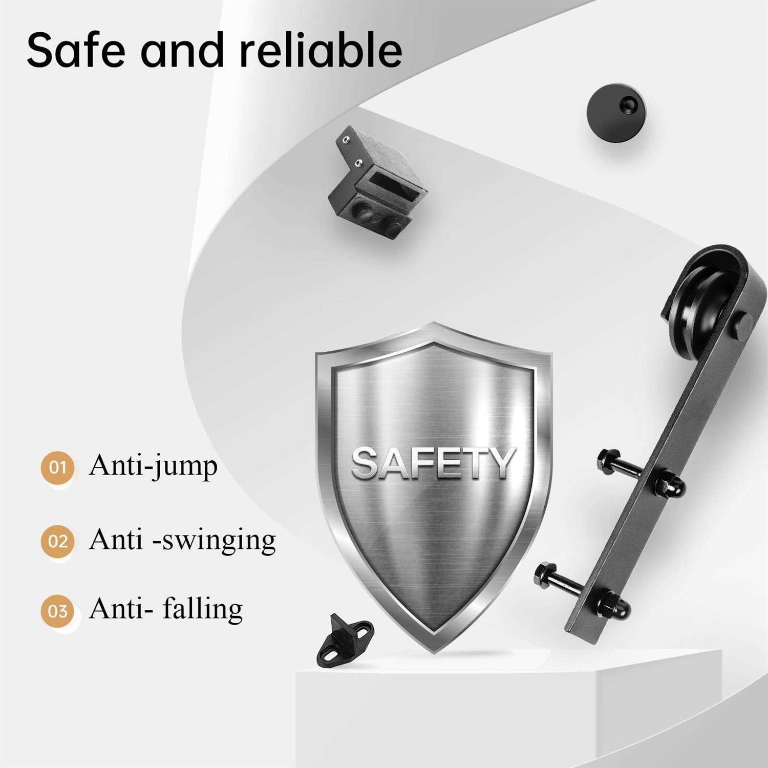 EaseLife 8 ft Double Door Sliding Barn Door Hardware Track Kit Pulley,Heavy Duty,Slide Smoothly Quietly,Easy Install - Image 4