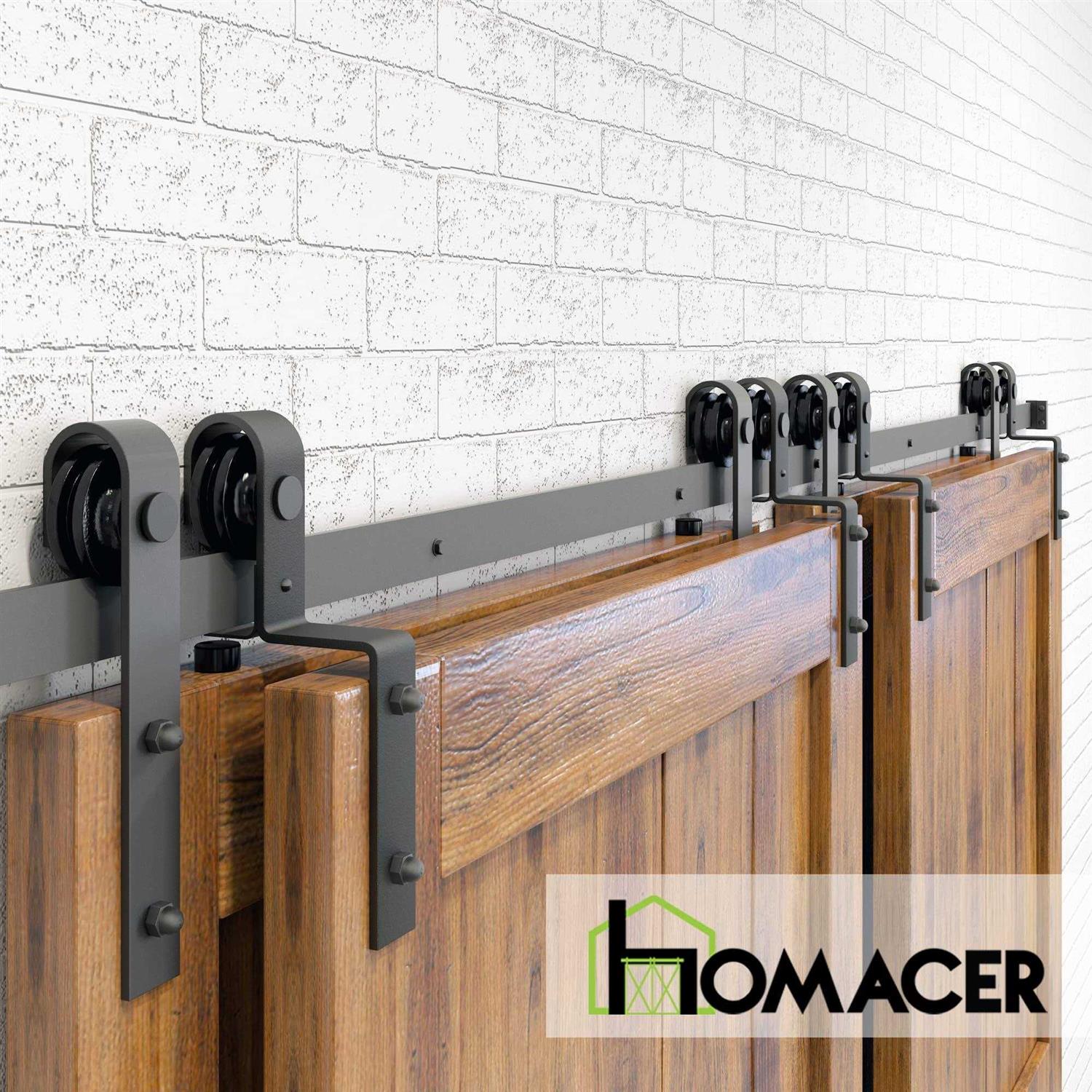 Homacer Single Track Bypass Sliding Barn Door Hardware Kit - Image 5