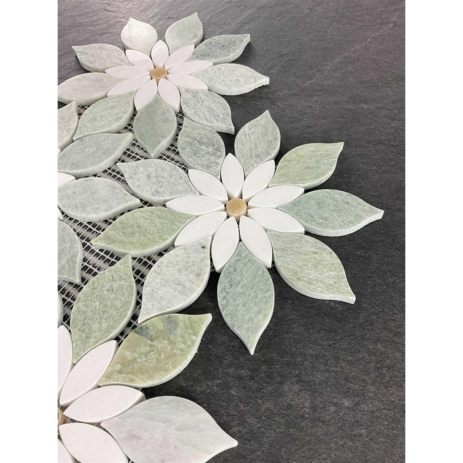 Mosaic Studio Flower Pattern Waterjet Marble Mosaic Wall Tiles - Image 3
