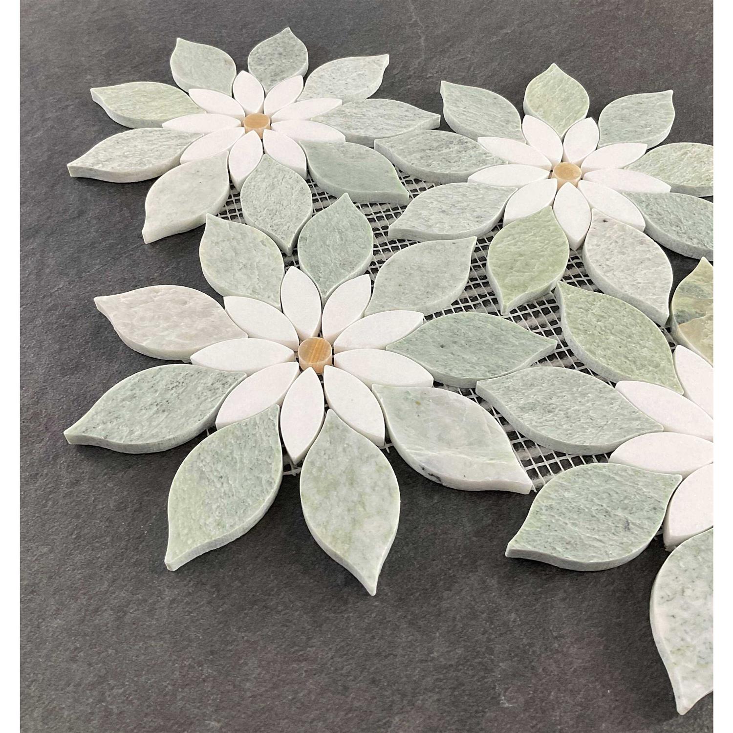 Mosaic Studio Flower Pattern Waterjet Marble Mosaic Wall Tiles - Image 4