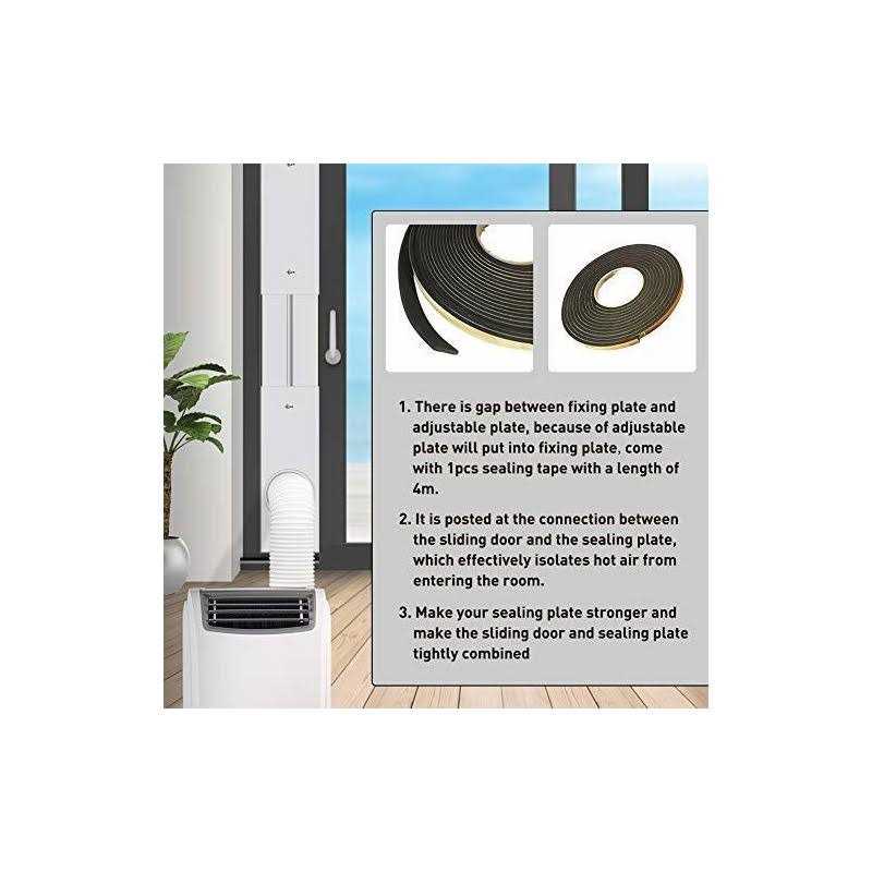 gulrear Portable Air Conditioner Sliding Door Vent Kit,Universal Balcony Sliding Door Seal Plate for Portable AC,Max Adjustable Length 228cm/90Inch - Image 4