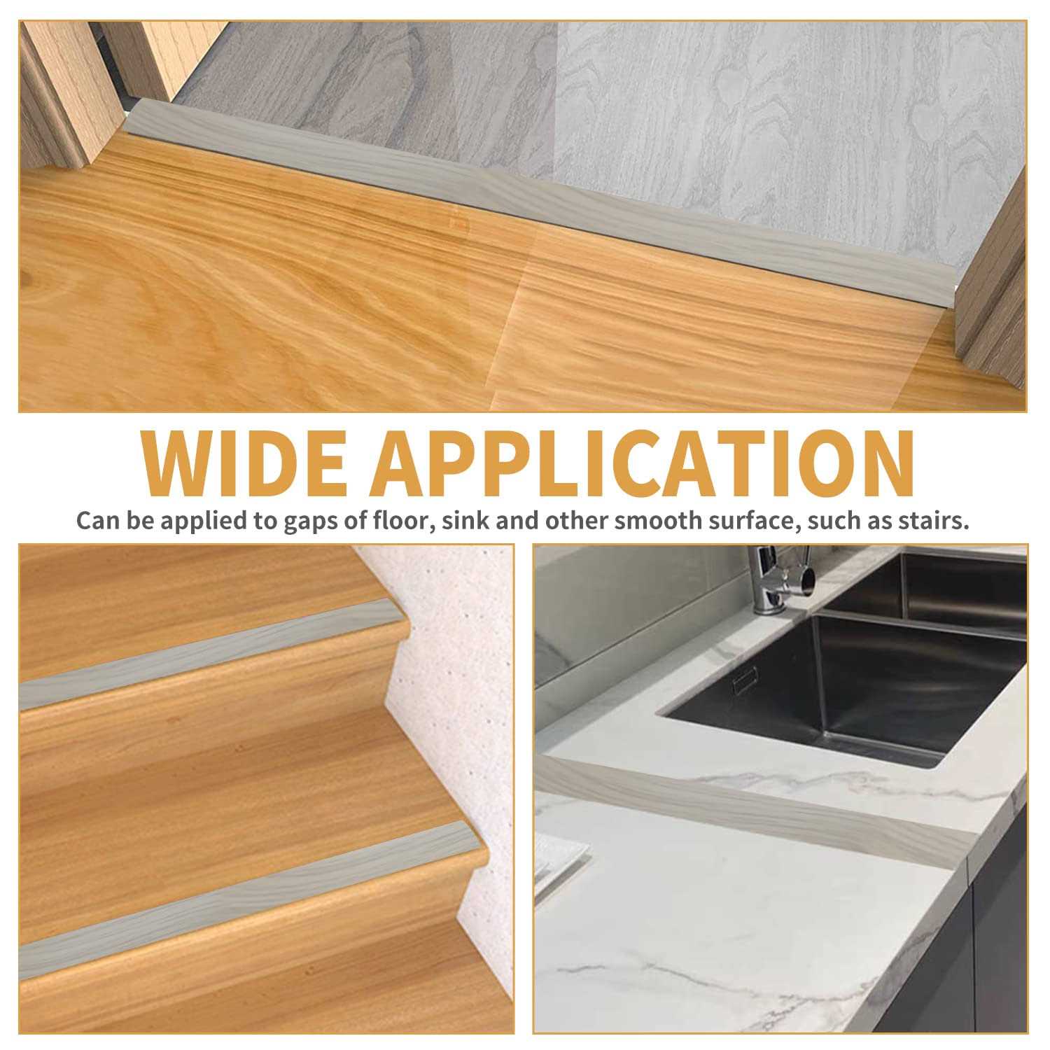 Peunitory Floor Transition Strip 3.3 Ft Self Adhesive Vinyl Flooring Transition Strips Wood to Tile Floor Divider Strip for Joining Floor Gaps Tiles Carpet - Image 4