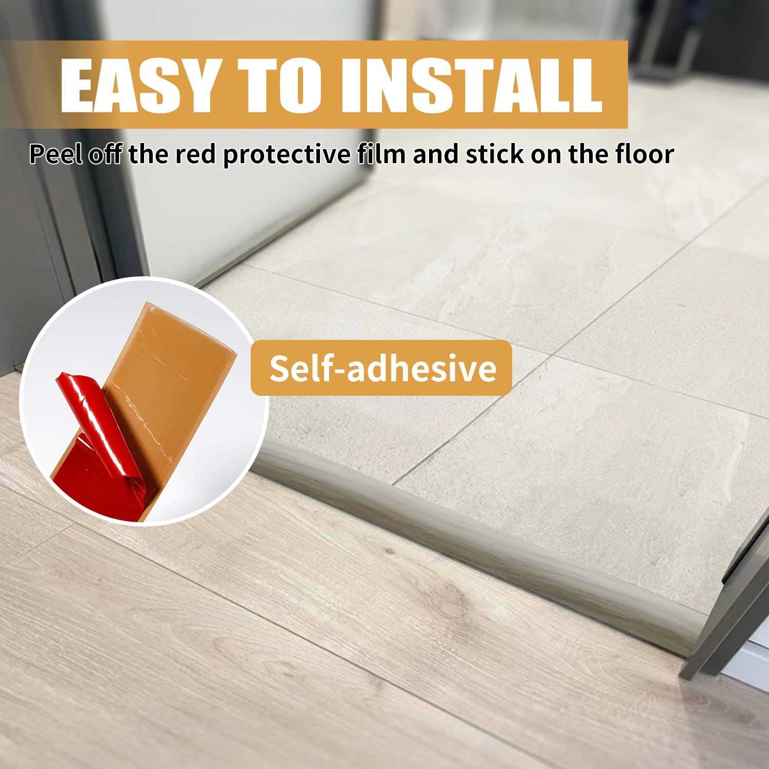 Peunitory Floor Transition Strip 3.3 Ft Self Adhesive Vinyl Flooring Transition Strips Wood to Tile Floor Divider Strip for Joining Floor Gaps Tiles Carpet - Image 5