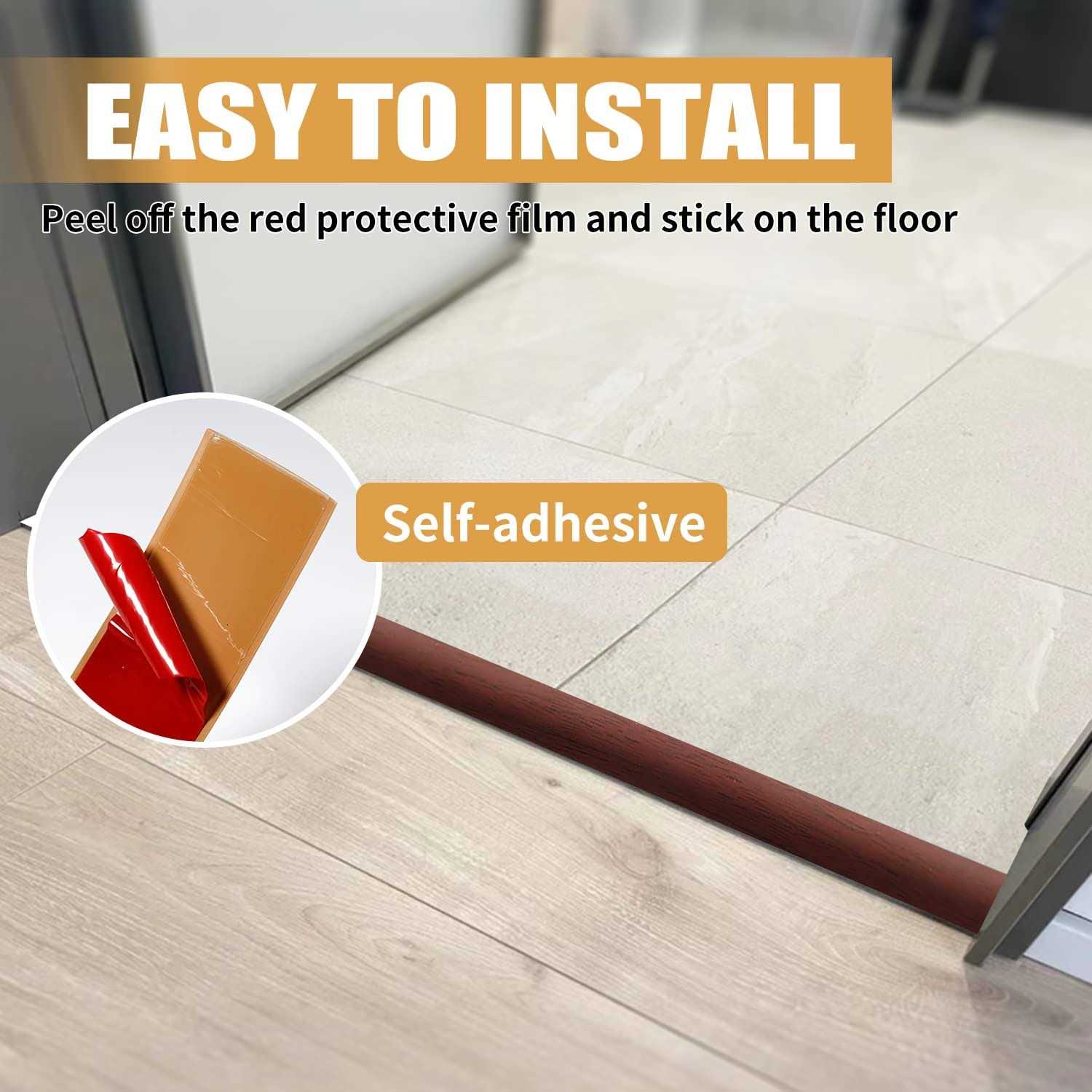 Peunitory Floor Transition Strip 3.3 Ft Self Adhesive Vinyl Flooring Transition Strips Wood to Tile Floor Divider Strip for Joining Floor Gaps Tiles Carpet - Image 5