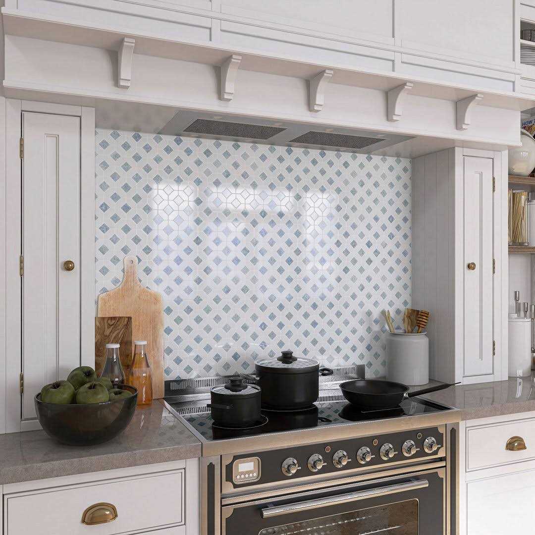 Supreme Tile Natural White and Gray 12.01 in. x 12.01 in. Geometric Polished Marble Mosaic Tile - Image 4