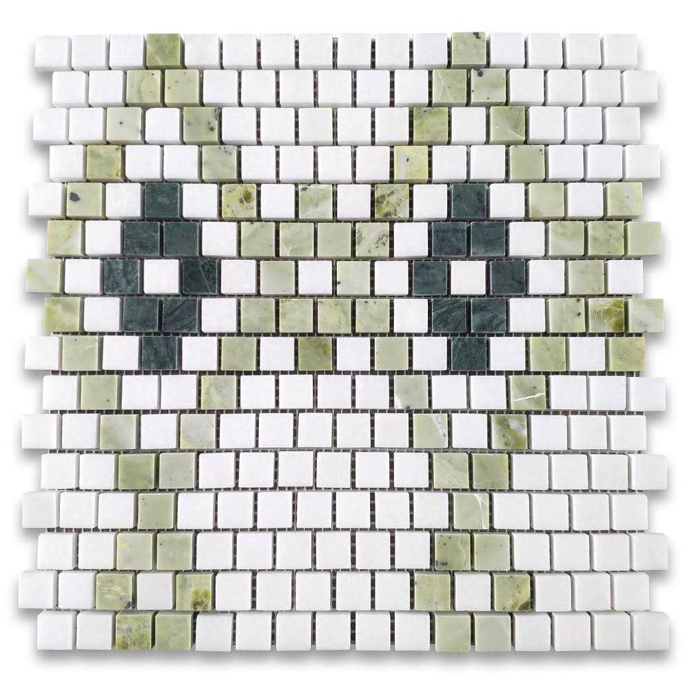 Marble Online Square Mosaic Diamond Tile Thassos White Green Marble - Image 3
