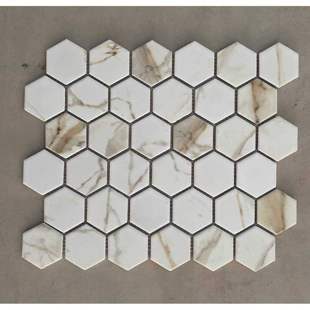 WS Tiles Value Matte Carrara 10.7 in. x 11.1 in. Porcelain 2 inch Hexagon Mosaic Floor & Wall Tile - Image 3