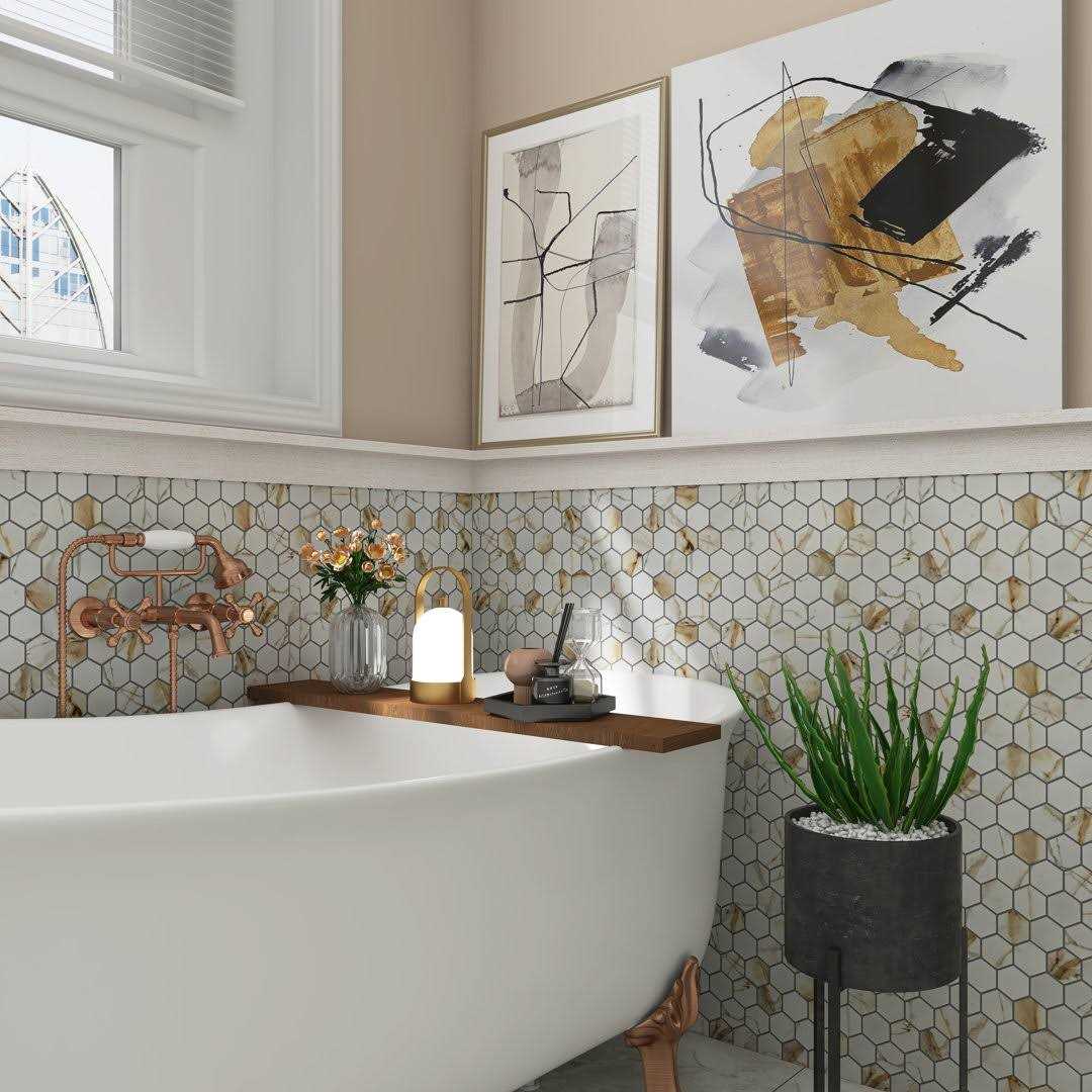 WS Tiles Value Matte Carrara 10.7 in. x 11.1 in. Porcelain 2 inch Hexagon Mosaic Floor & Wall Tile - Image 5