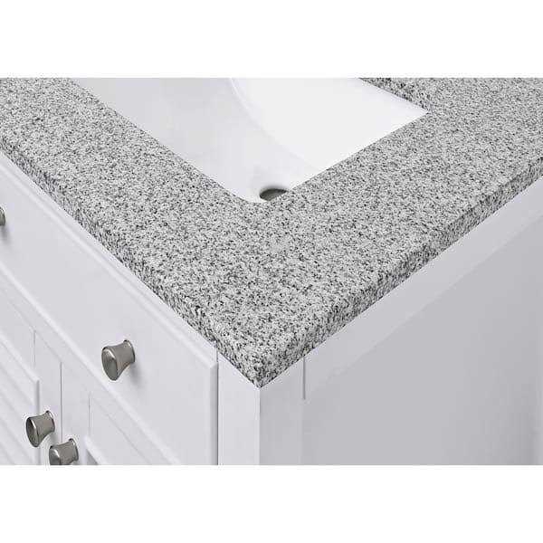 Home Decorators Collection 61 in. W x 22 in D Granite White Rectangular Double Sink Vanity Top - Image 4