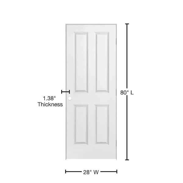 Masonite 80 in. 4-Panel Hollow-Core Smooth Primed Composite Single Prehung Interior Door - Image 5