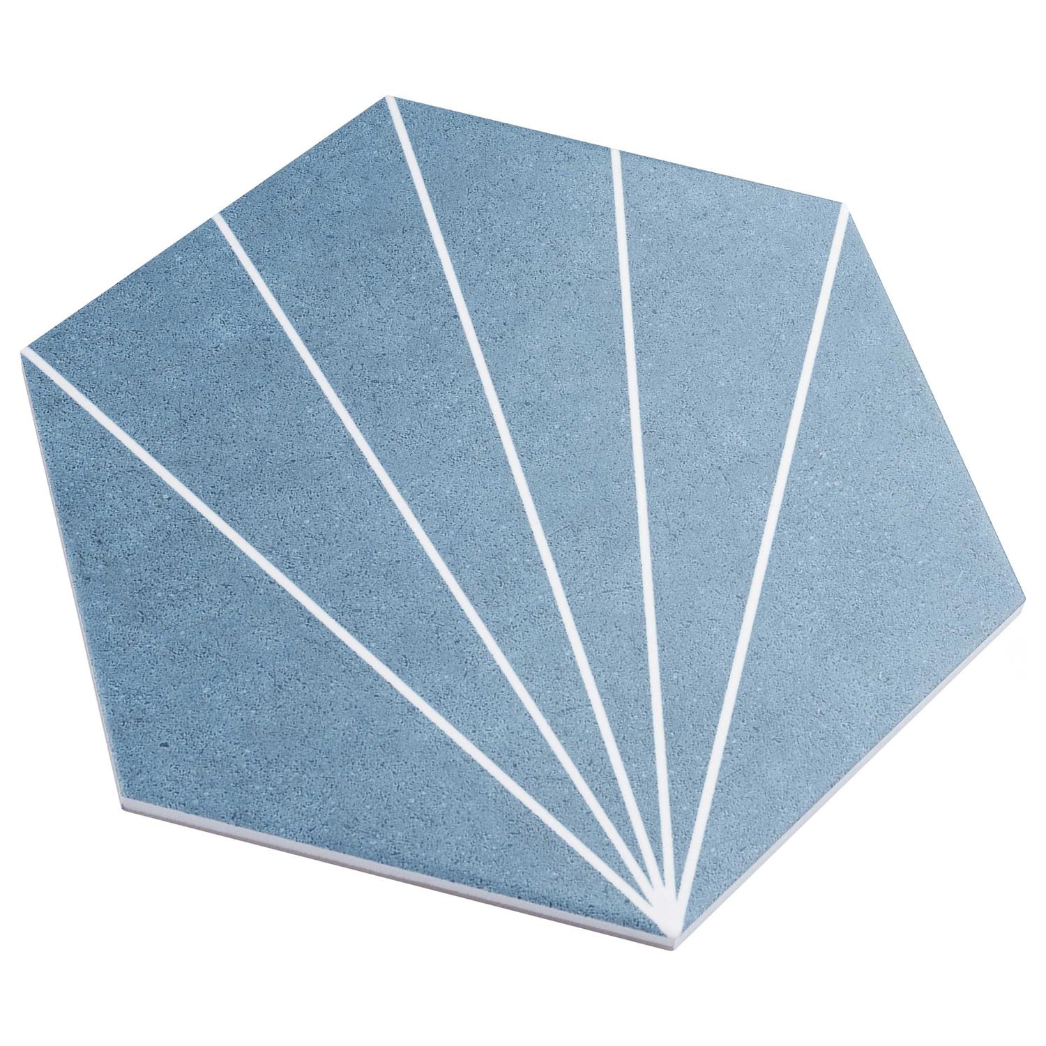 Merola Tile Aster Hex Verde 9-in x 10-in Satin Porcelain Stone Look Thinset Mortar Floor and Wall Tile - Image 3