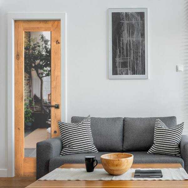 Krosswood Doors Modern Knotty Alder Clear Glass Window Interior Wood Door - Image 3