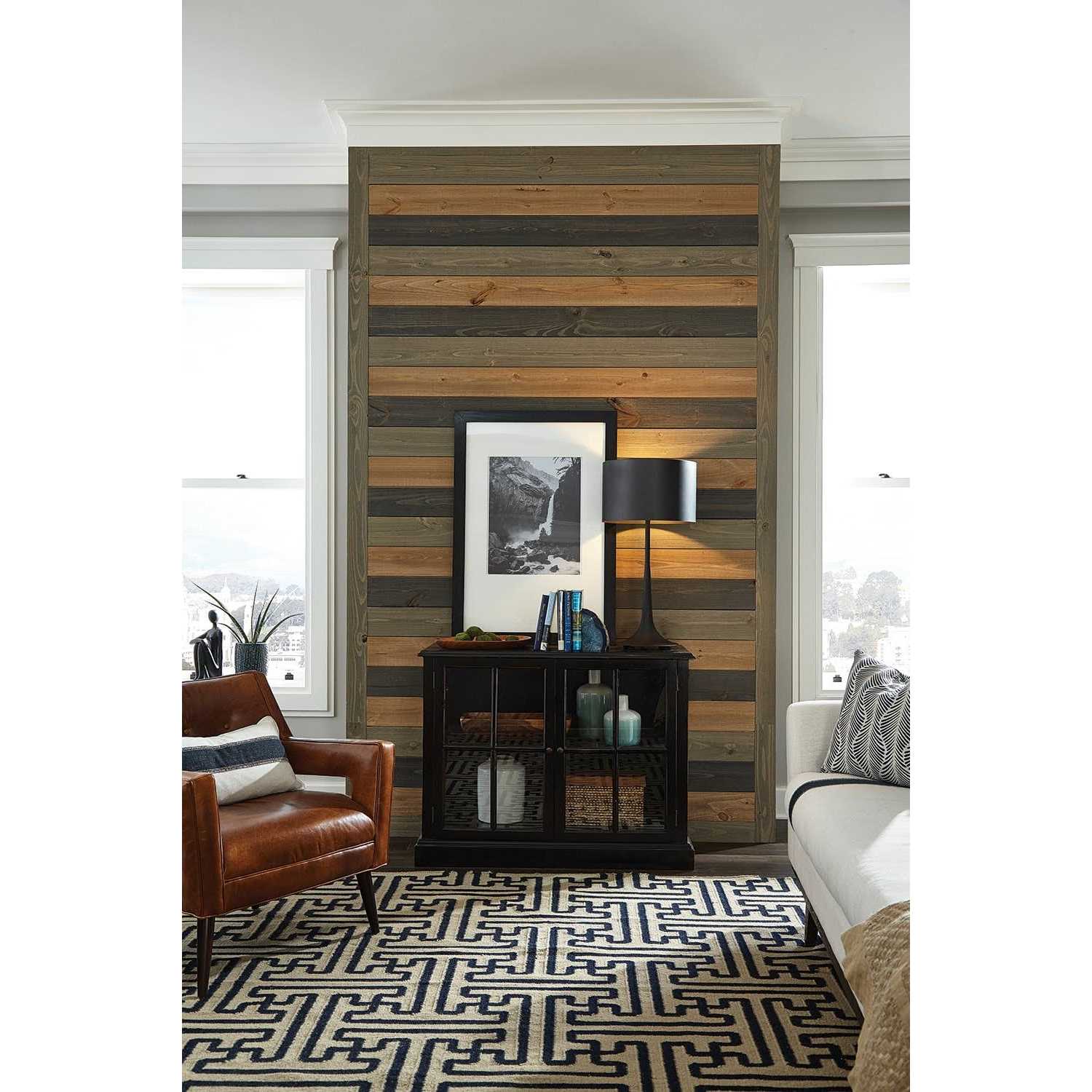Unbranded 5.375-in x 8-ft Finished Brown Pine Shiplap Wall Plank 58X6X8-RSC - Image 3