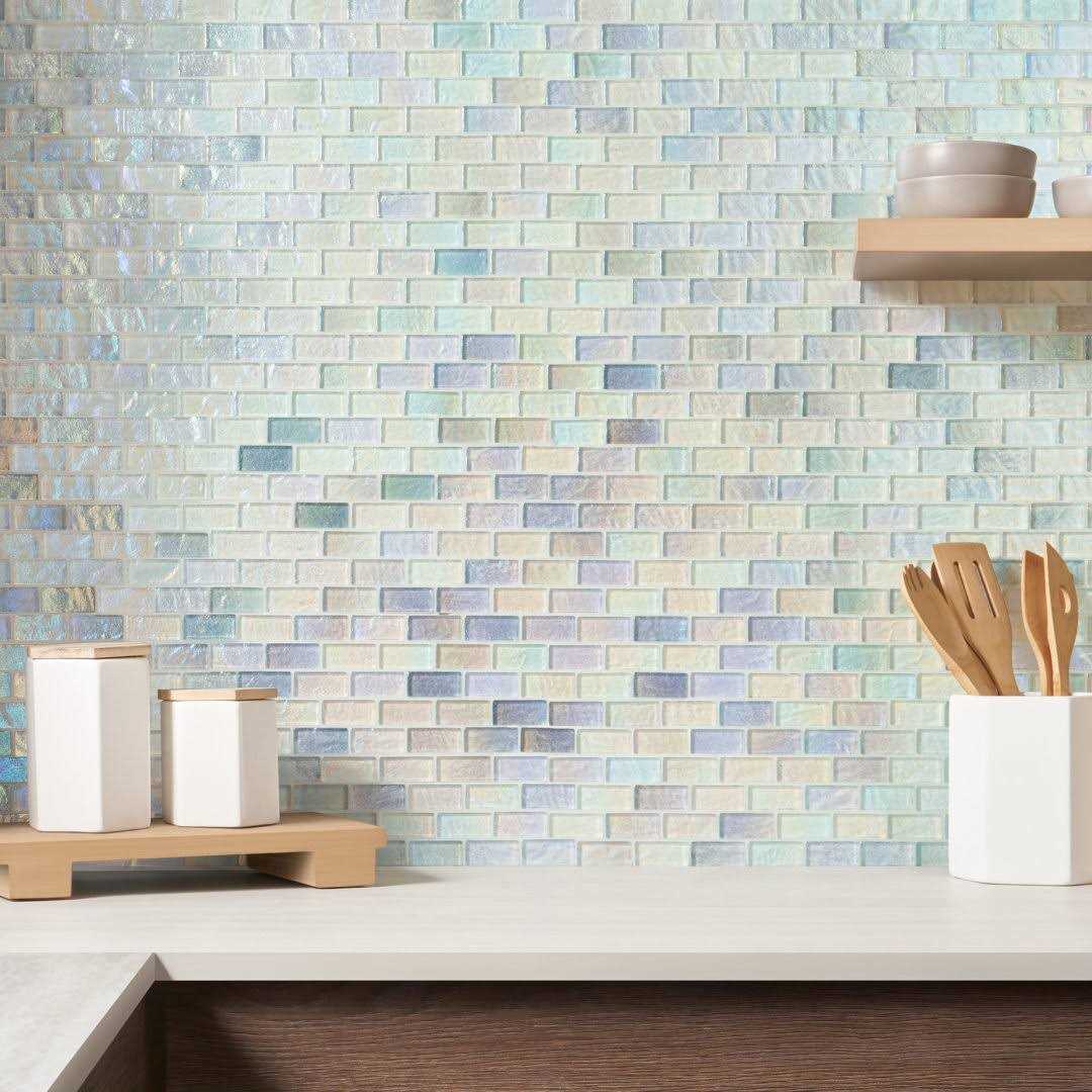 Speckle 11.73 x 11.73 Iridescent Glass Mosaic Wall Tile Ivy Hill Tile - Image 4