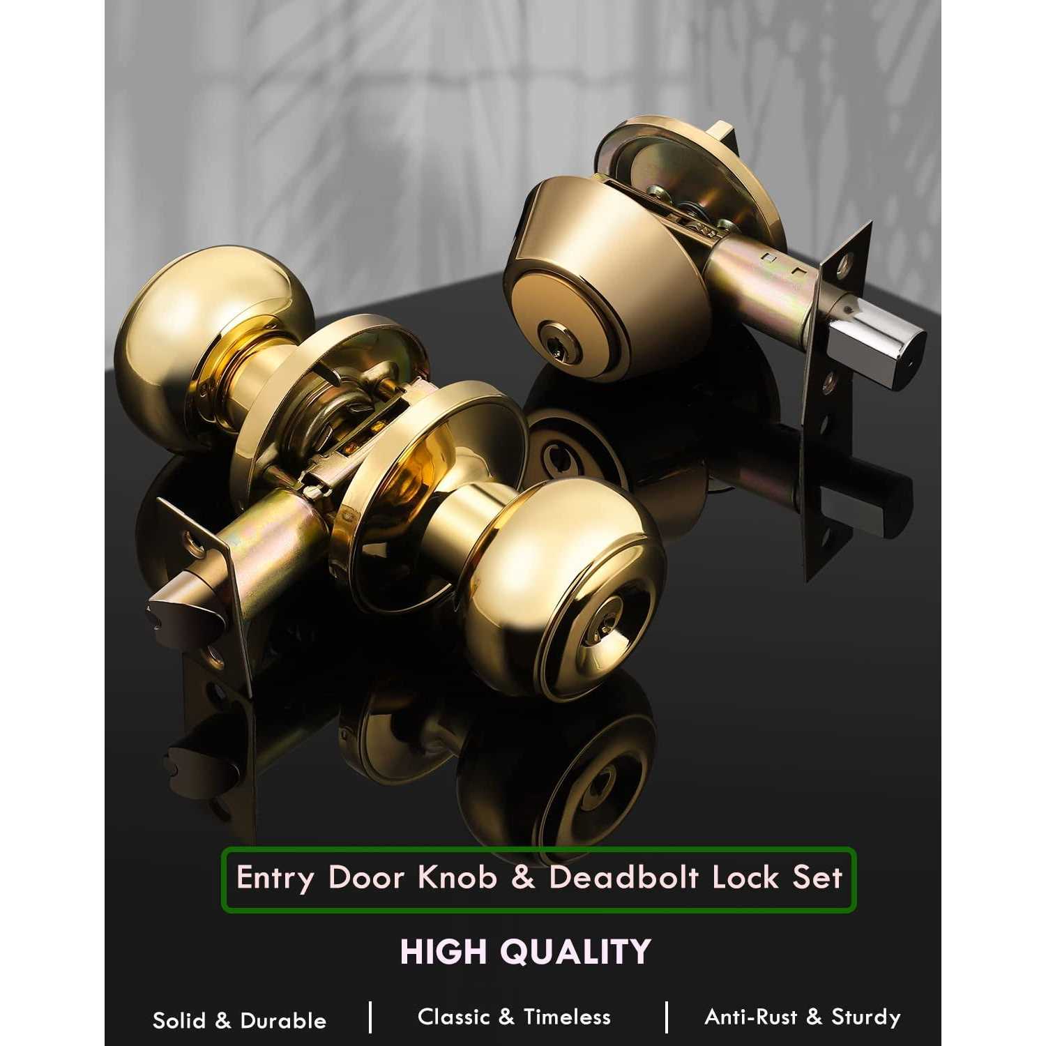 home improvement direct 4 Pack Keyed Alike Entry Door Knob and Single Cylinder Deadbolt Lock Combo Set, Front Door Entry Knobs Lockset and Deadbolt Combination Set - Image 3