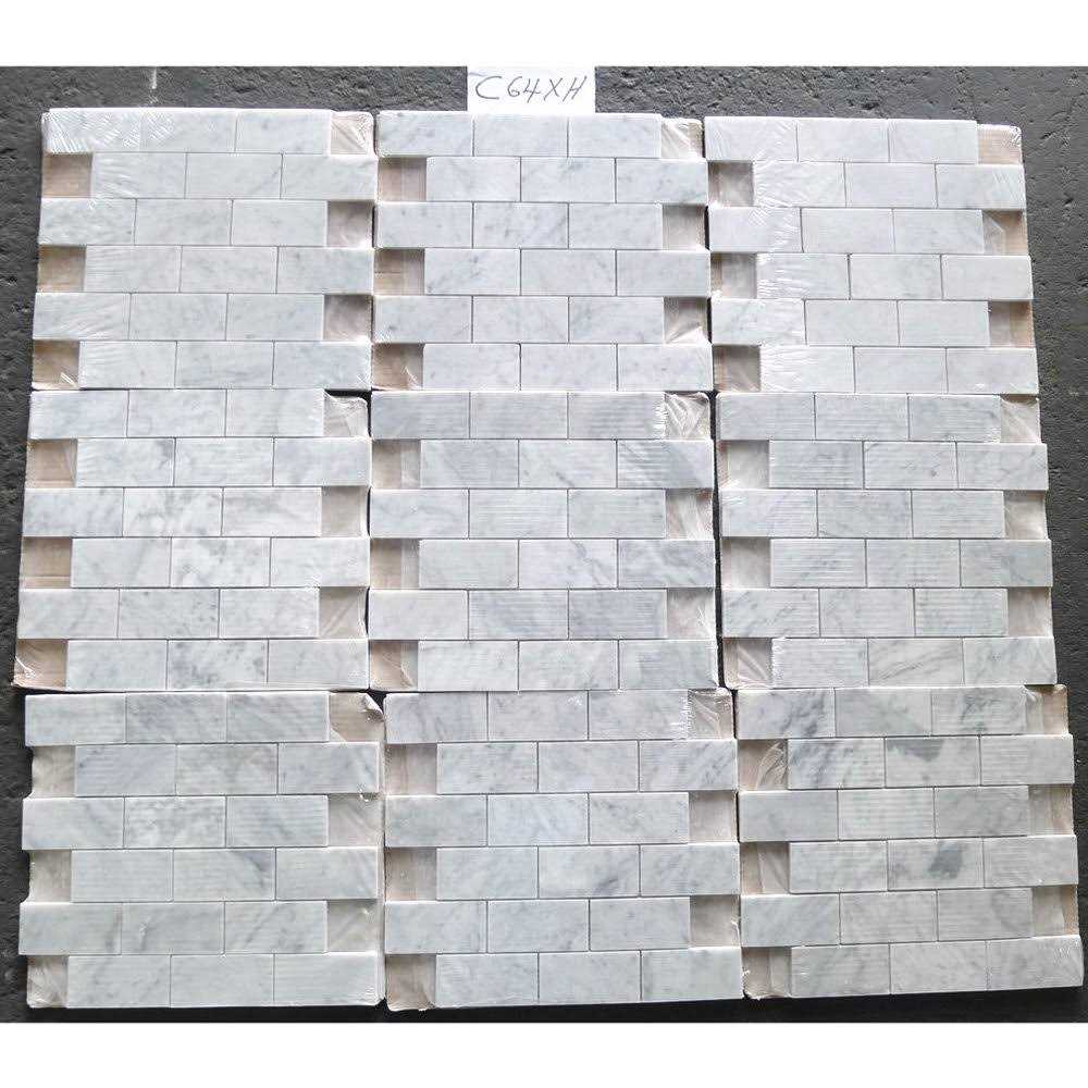 Marble Online 2x4 Honed Carrara Marble Subway Mosaic Venato Carrera Brick Tile - Image 5